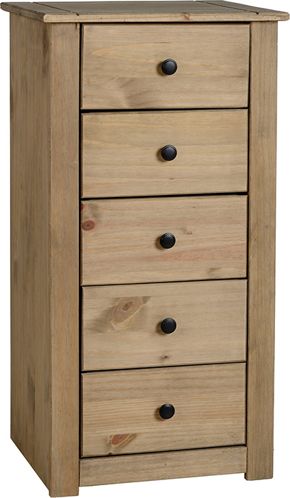 Panama 5 Drawer Narrow Chest In Natural Wax
